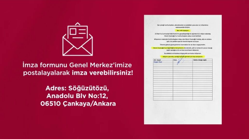 CHP’den İmamoğlu İçin İmza Kampanyası Çağrısı: “Halk İradesine Sahip Çık!”