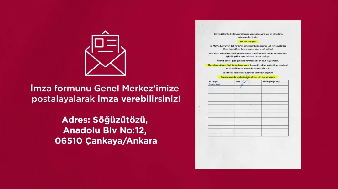 CHP’den İmamoğlu İçin İmza Kampanyası Çağrısı: “Halk İradesine Sahip Çık!”