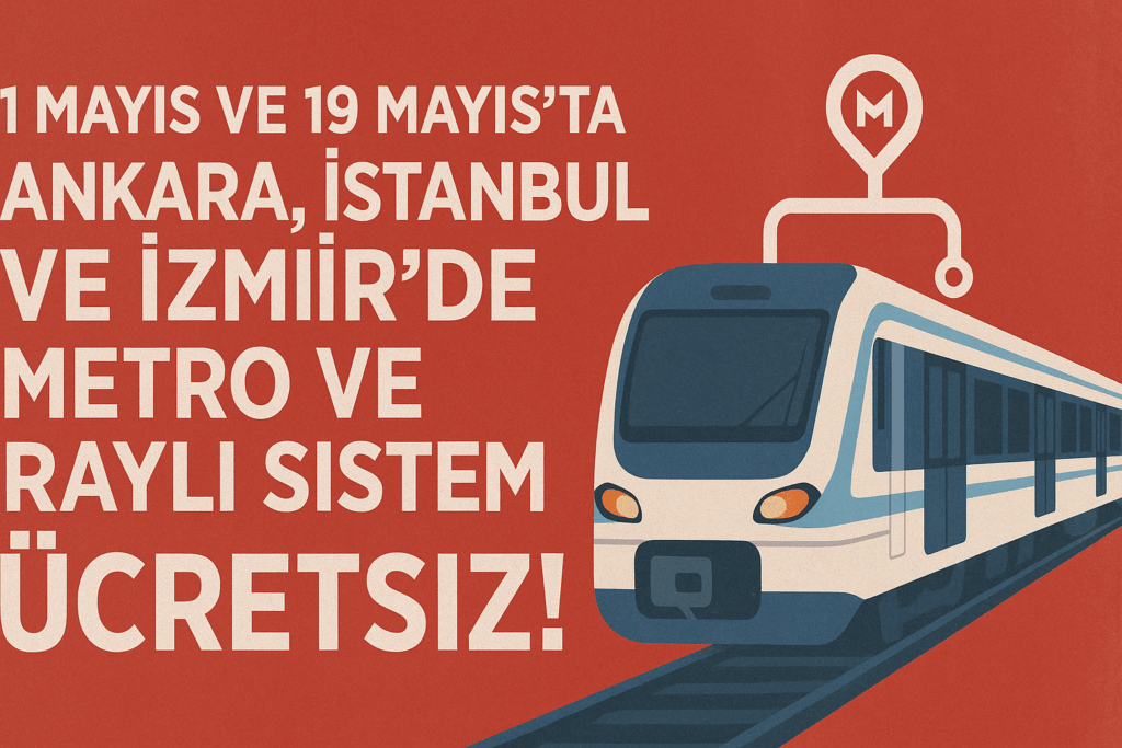 1 Mayıs ve 19 Mayıs’ta Ankara, İstanbul ve İzmir’de Metro ve Raylı Sistem Ücretsiz!