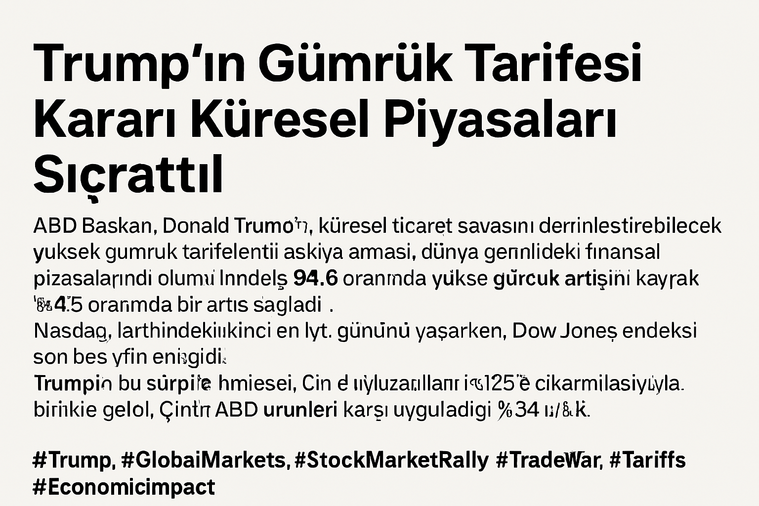 Trump’ın Gümrük Tarifesi Kararı Küresel Piyasaları Sıçrattı!