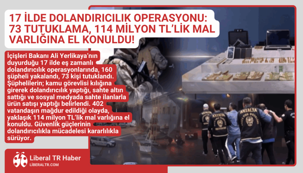 17 İlde Dolandırıcılık Operasyonu: 73 Tutuklama, 114 Milyon TL’lik Mal Varlığına El Konuldu!