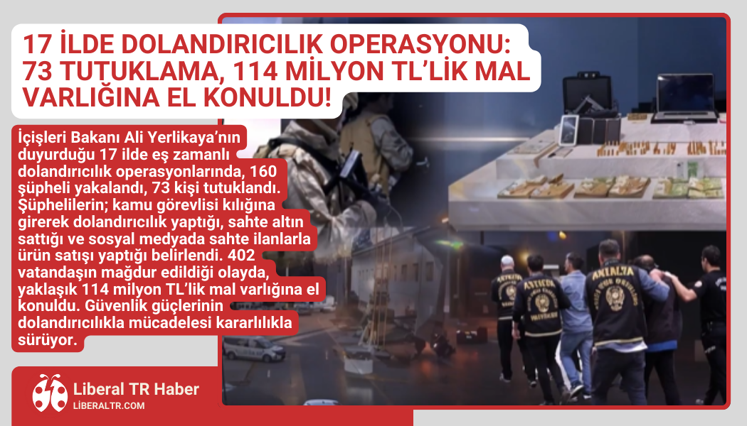 17 İlde Dolandırıcılık Operasyonu: 73 Tutuklama, 114 Milyon TL’lik Mal Varlığına El Konuldu!