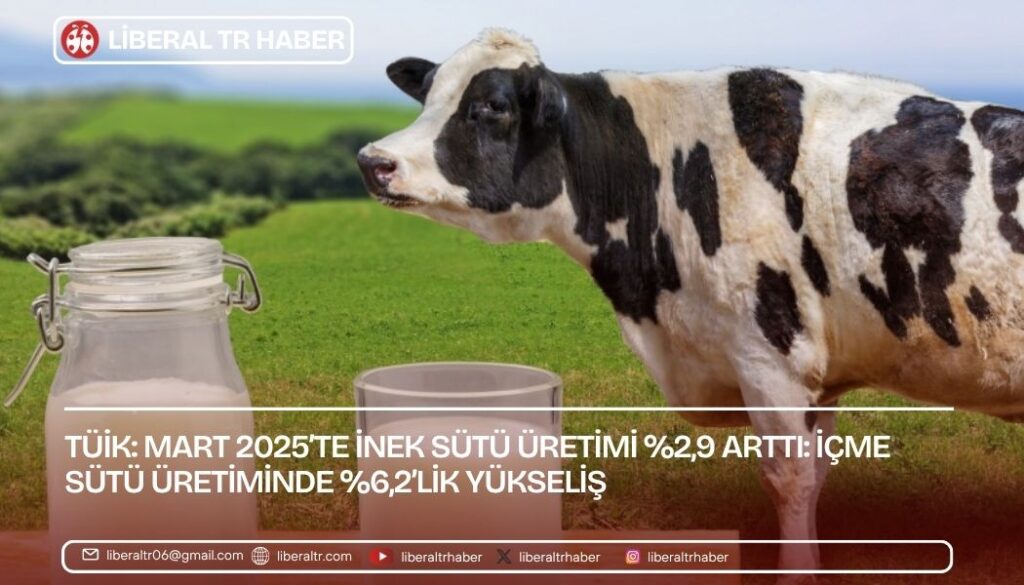 TÜİK: Mart 2025’te İnek Sütü Üretimi Yüzde 2,9 Arttı: İçme Sütü Üretiminde Yüzde 6,2’lik Yükseliş