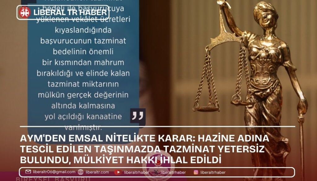 AYM’den Emsal Nitelikte Karar: Hazine Adına Tescil Edilen Taşınmazda Tazminat Yetersiz Bulundu, Mülkiyet Hakkı İhlal Edildi