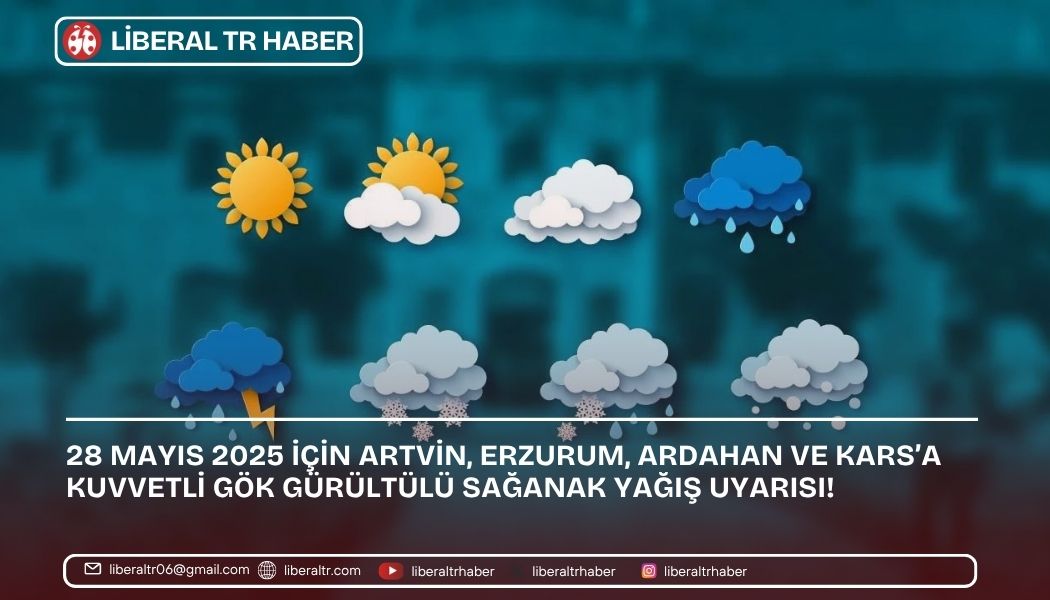 28 Mayıs 2025 İçin Artvin, Erzurum, Ardahan ve Kars’a Kuvvetli Gök Gürültülü Sağanak Yağış Uyarısı!