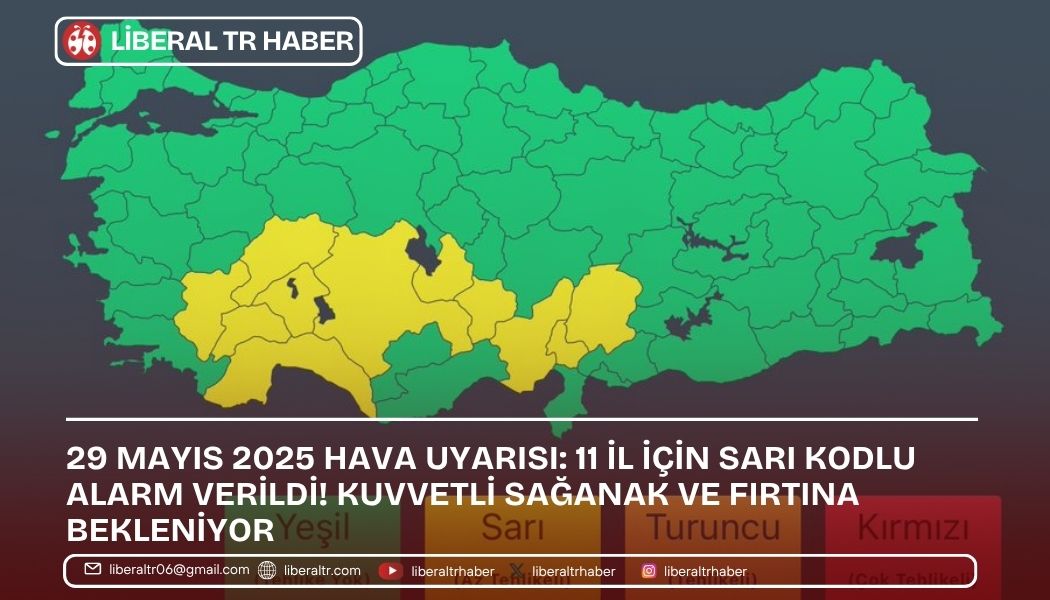 29 Mayıs 2025 Hava Uyarısı: 11 İl İçin Sarı Kodlu Alarm Verildi! Kuvvetli Sağanak ve Fırtına Bekleniyor
