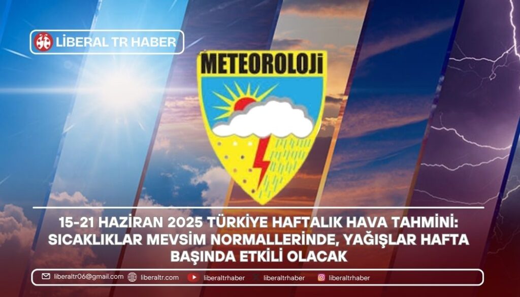 15-21 Haziran 2025 Türkiye Haftalık Hava Tahmini: Sıcaklıklar Mevsim Normallerinde, Yağışlar Hafta Başında Etkili Olacak