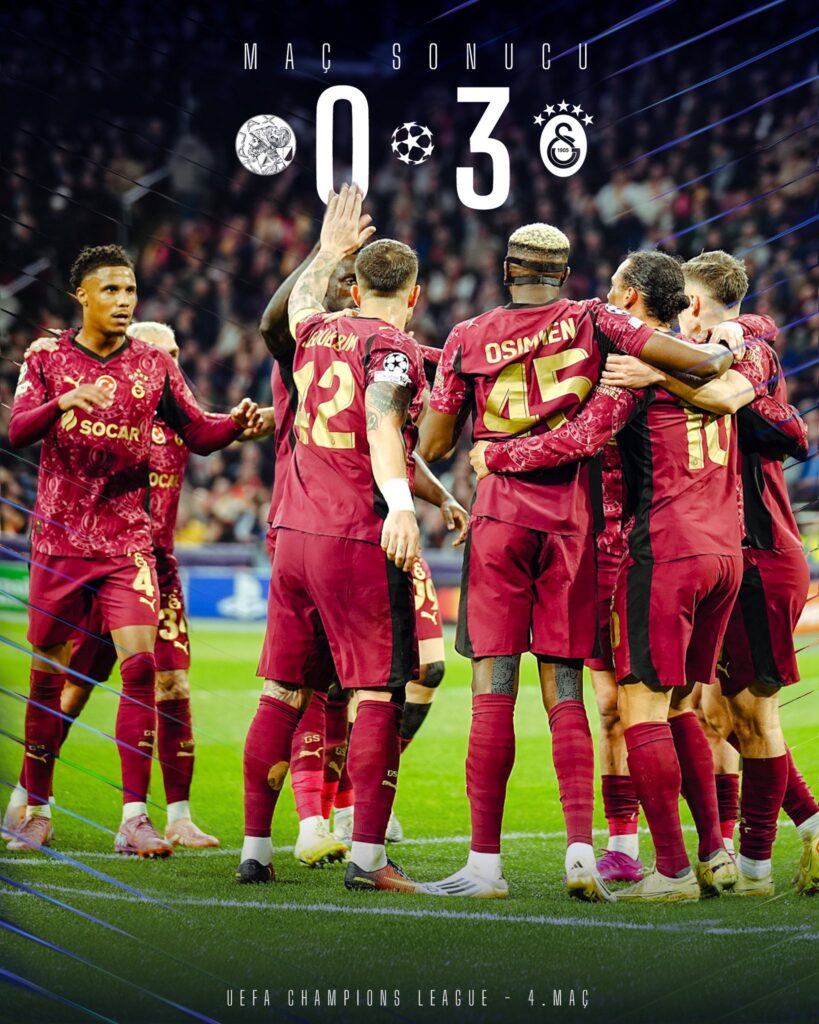 Galatasaray, Ajax Deplasmanında 3-0’la Tarih Yazdı! Osimhen’den Hat-Trick