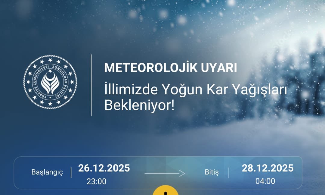 Zonguldak’ta Yoğun Kar Alarmı: AFAD ve Valilikten Akşam Saatleri İçin Uyarı (26 Aralık 2025)