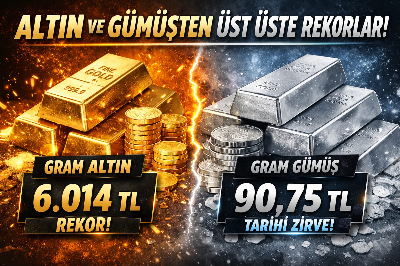 Altın 6.014 TL’yi Aştı, Gümüş 90,75 TL ile Tüm Zamanların Zirvesini Gördü!