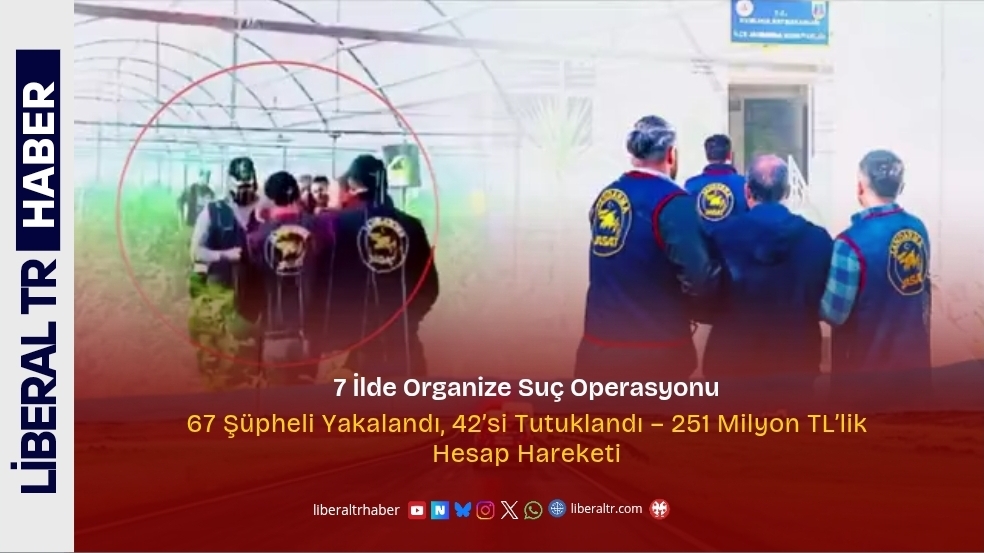 7 İlde Organize Suç Operasyonu: 67 Şüpheli Yakalandı, 42’si Tutuklandı – 251 Milyon TL’lik Hesap Hareketi