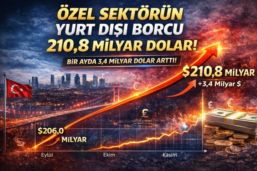 Özel Sektörün Yurtdışı Borcu 210,8 Milyar Dolara Çıktı! Bir Ayda 3,4 Milyar $’lık Sıçrama