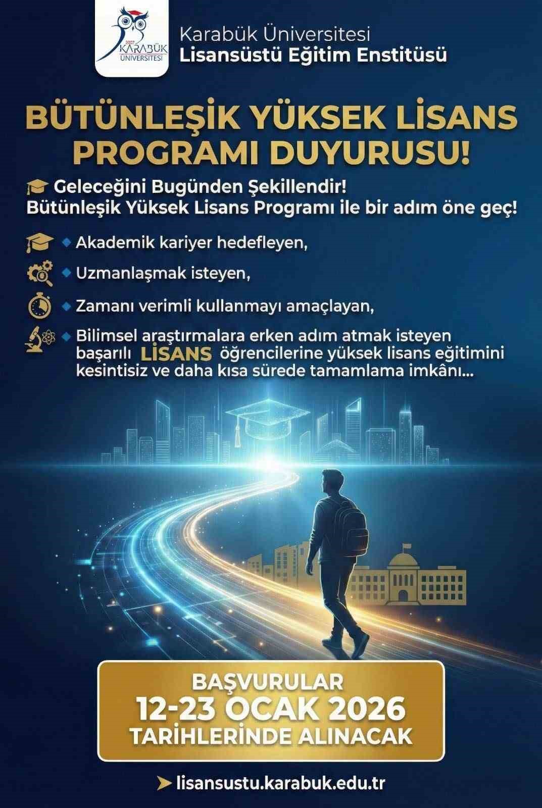 KBÜ’de Bütünleşik Yüksek Lisans Başvuruları Başlıyor