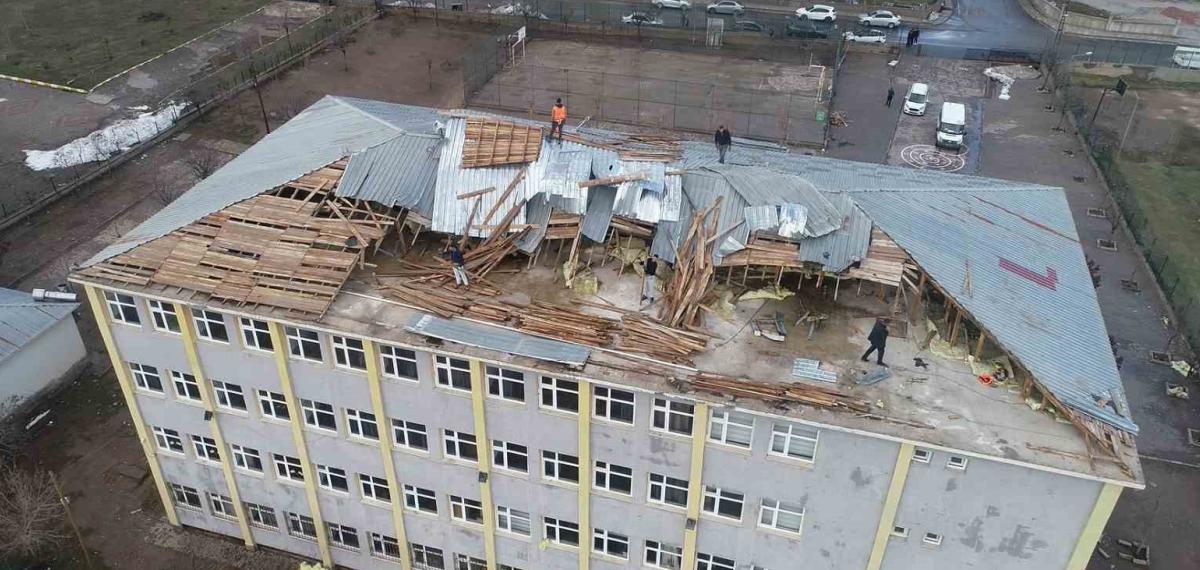 Muş’ta Fırtına Okul Çatısını Uçurdu: Eğitime Ara Verildi