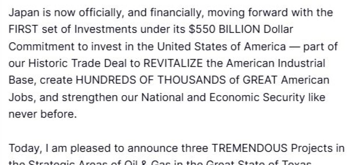 Trump, Japonya’nın 550 Milyar Dolarlık Yatırım Taahhüdü Kapsamındaki İlk Projeleri Duyurdu