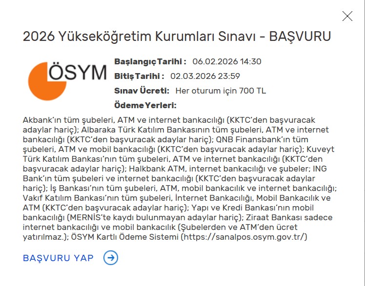 2026 YKS Başvuruları Başladı: Ücret, Tarihler ve Ödeme Yöntemleri Açıklandı