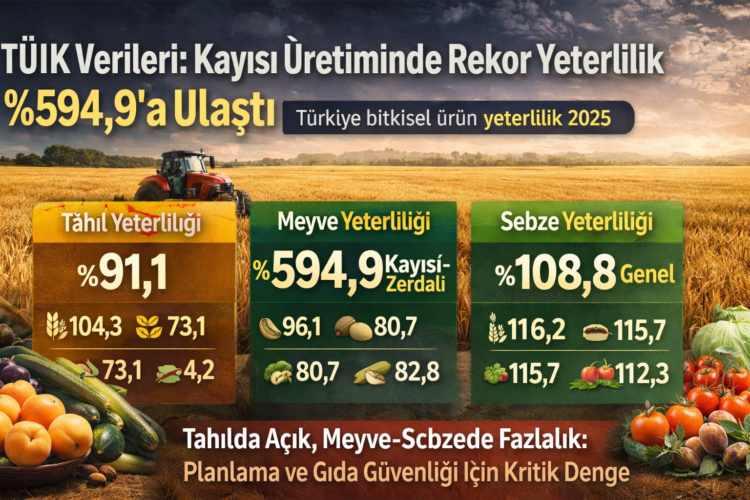 TÜİK Verileri: Kayısı Üretiminde Rekor Yeterlilik Yüzde 594,9’a Ulaştı