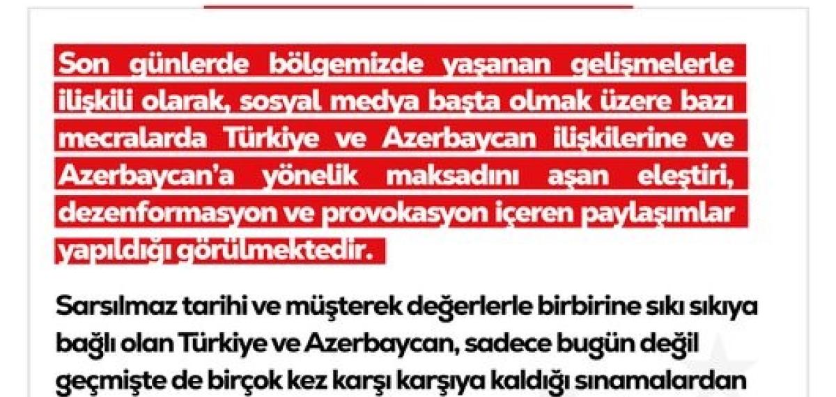 Dmm’den Türkiye ve Azerbaycan İlişkilerine Yönelik Dezenformasyon İçeren Paylaşımlar Hakkında Açıklama