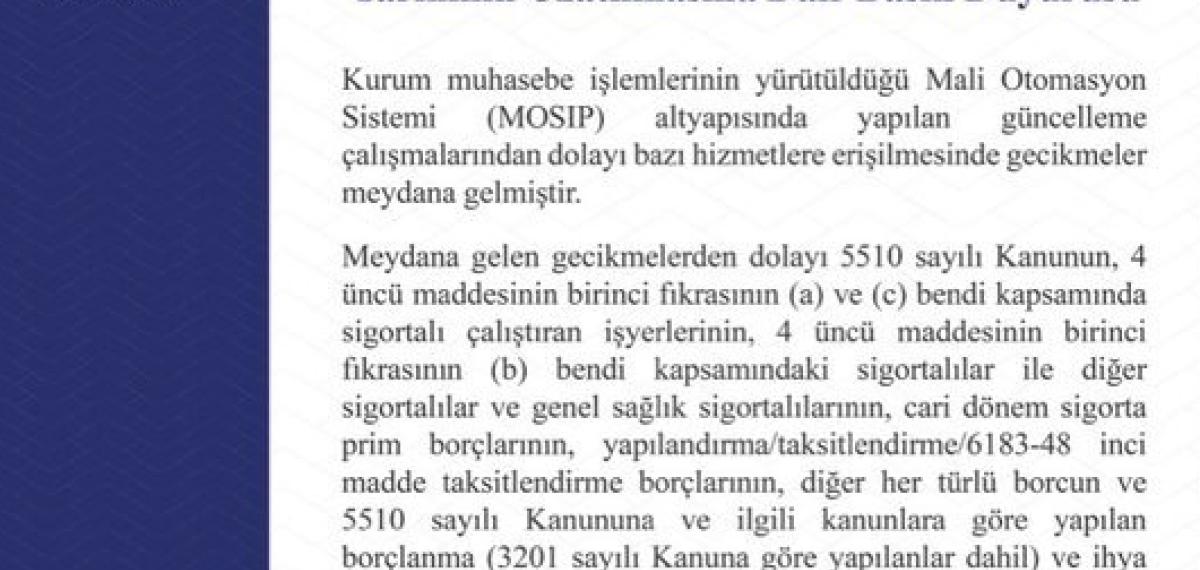 Sgk Açıkladı: Son Ödeme Süresi 7 Nisan’a Uzatıldı