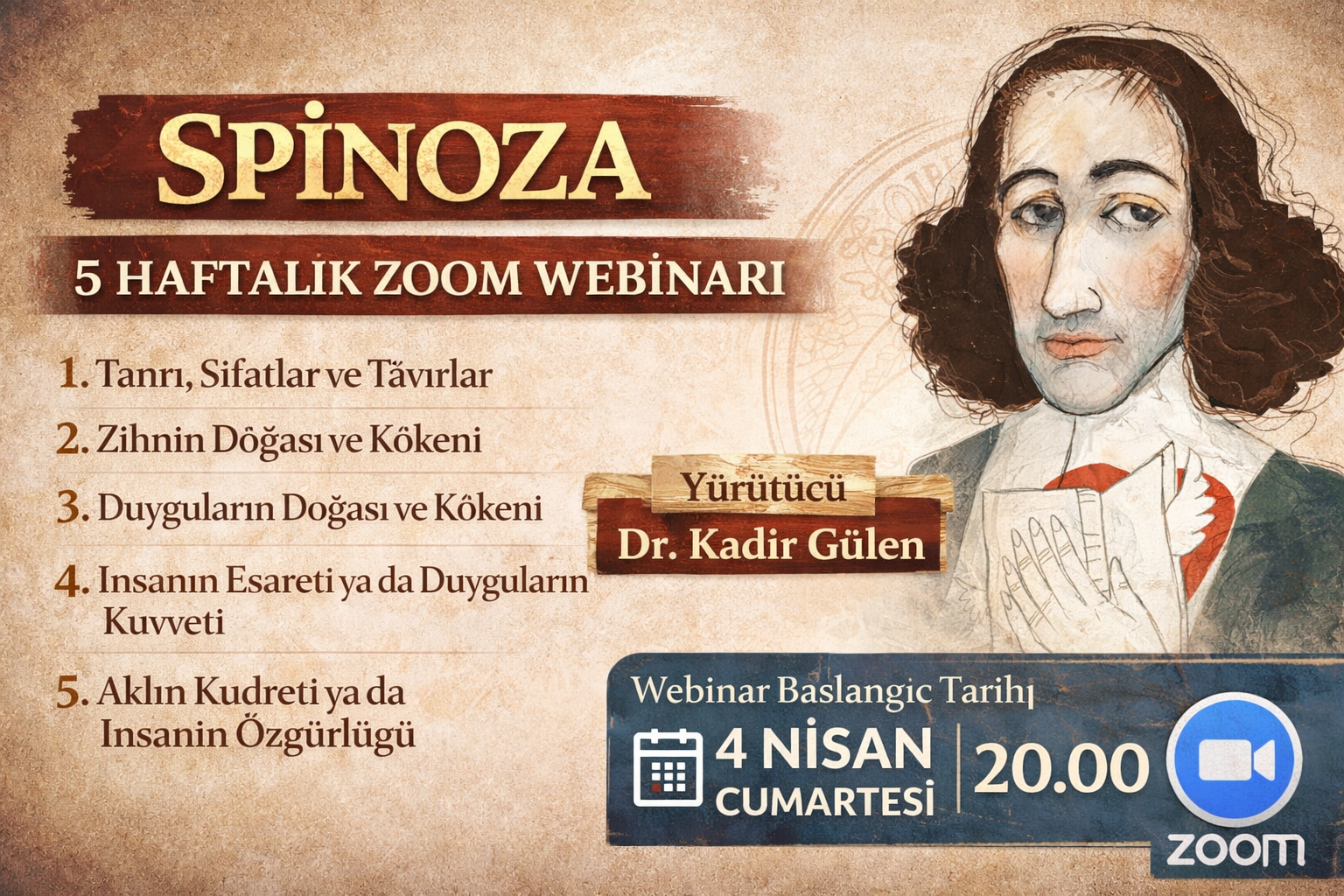Spinoza Ethika Semineri Başlıyor: 5 Haftalık Zoom Webinar