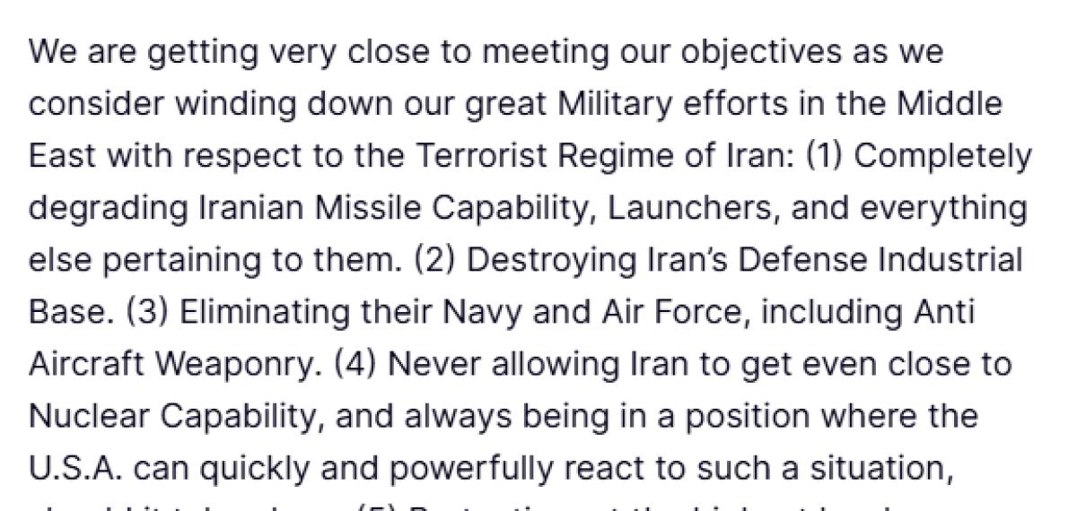 Trump: “İran’a Yönelik Askeri Çabaları Azaltmayı Düşünüyoruz, Hedeflerimize Çok Yaklaştık”