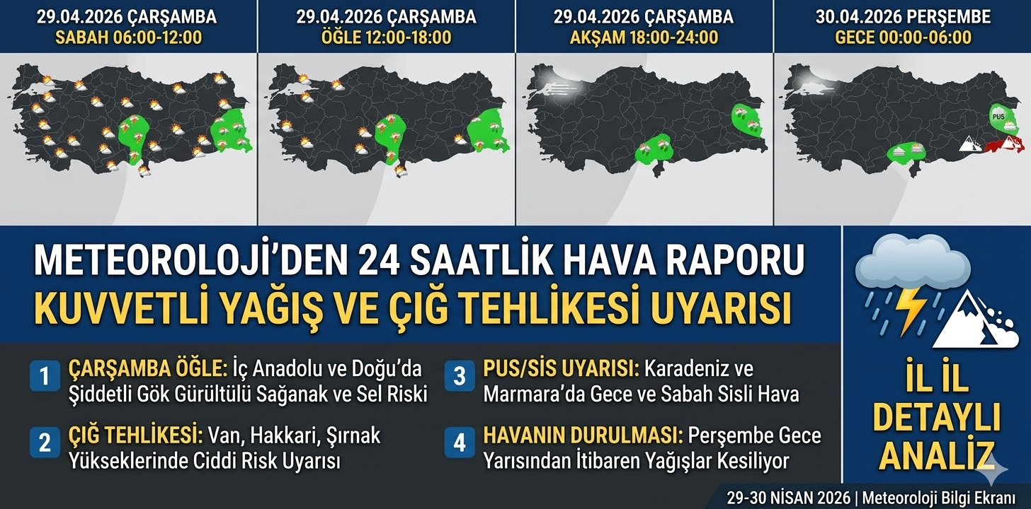 29 Nisan 2026 Hava Durumu: Kuvvetli Yağış ve Çığ Tehlikesi Uyarısı