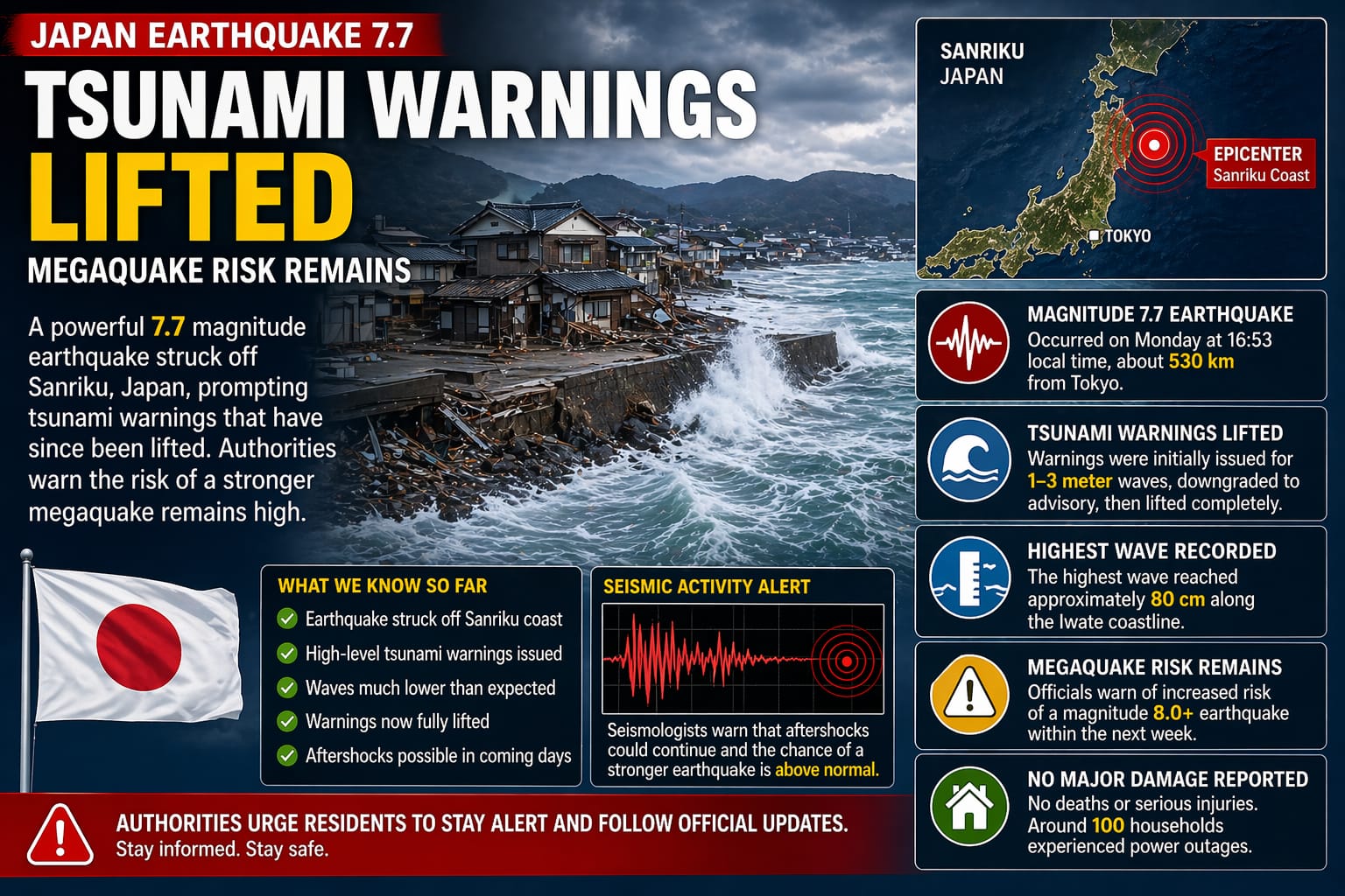 Japan Earthquake 7.7: Tsunami Warnings Lifted, Megaquake Risk Remains