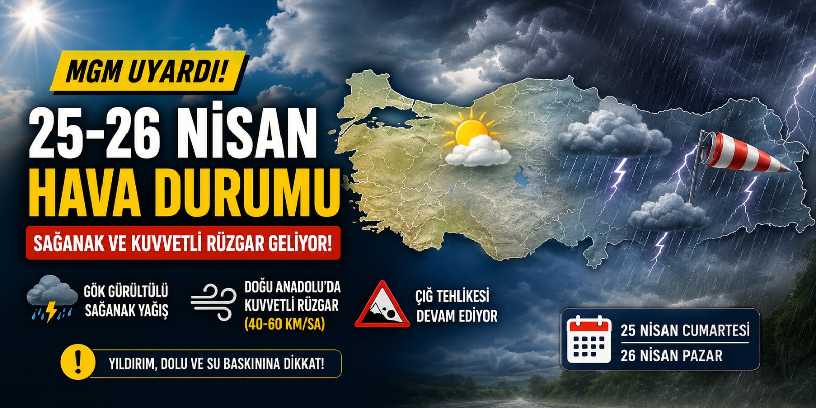 25 Nisan Hava Durumu: Türkiye’de Gök Gürültülü Sağanak Alarmı! MGM’den Kritik Uyarılar