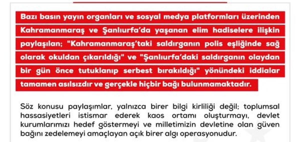 Dmm’den Kahramanmaraş ve Şanlıurfa’daki Saldırılarla İlgili Dezenformasyon Uyarısı