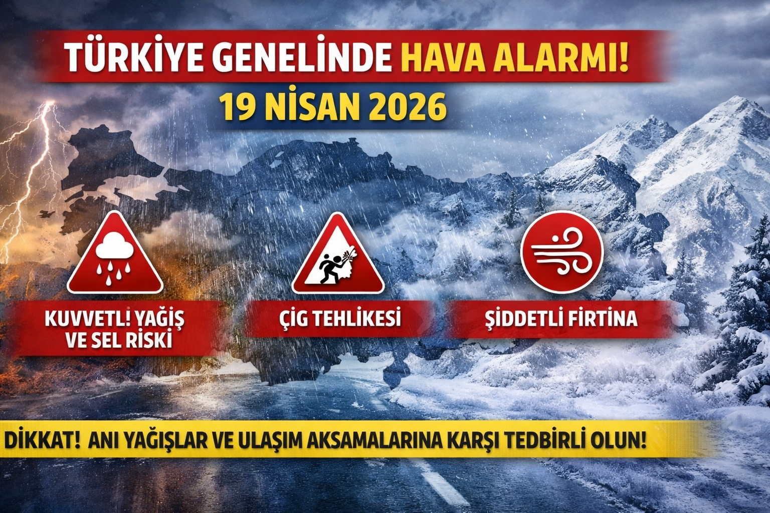 19 Nisan 2026 Hava Durumu: Türkiye Genelinde Kuvvetli Yağış, Çığ ve Fırtına Uyarısı