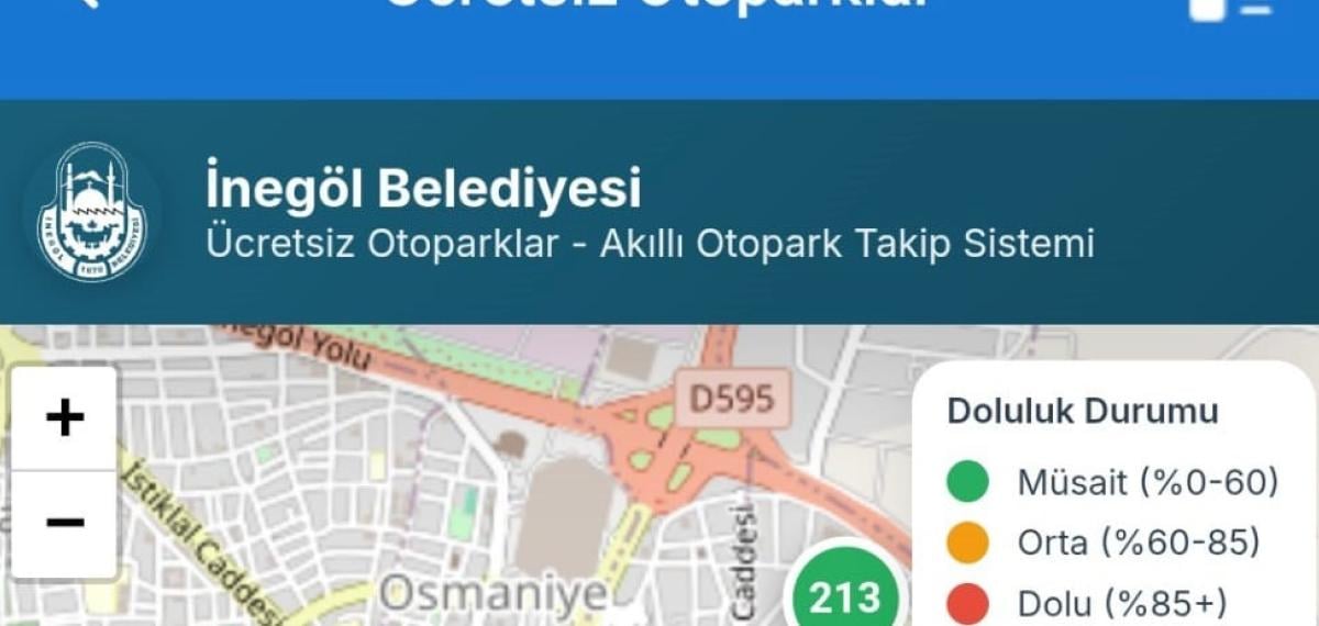 İnegöl’de Ücretsiz Otoparkların Anlık Doluluk Oranı Artık Cebinizde