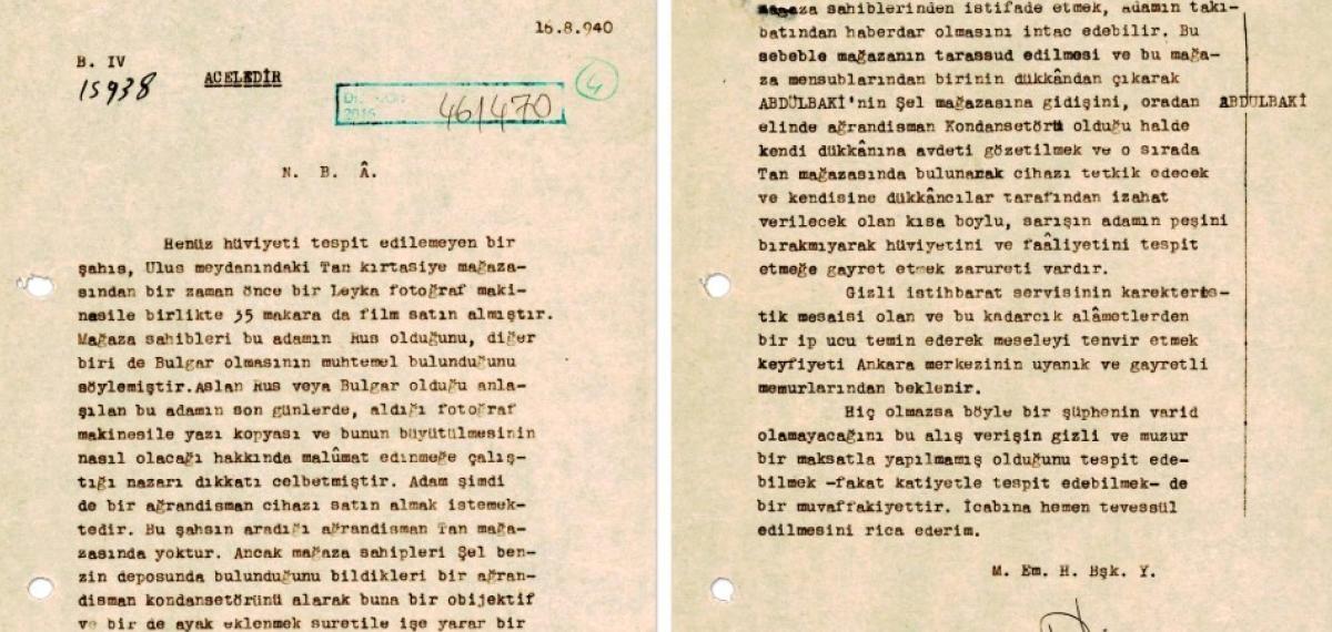MİT’ten 1940 Tarihli “Acele” İbareli Şüpheli Takibi Belgesi Paylaşıldı