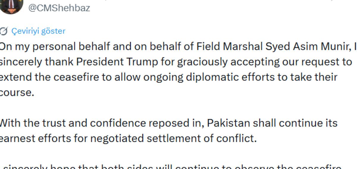 Pakistan Başbakanı Şerif’ten ABD Başkanı Trump’a Ateşkes Teşekkürü