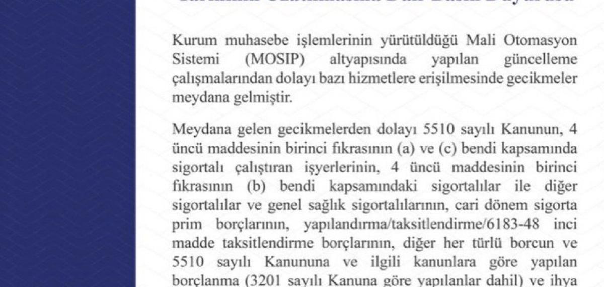 Sgk Bilgisayar Sistemindeki Arıza Sebebiyle Borçların Son Ödeme Tarihini Uzattı