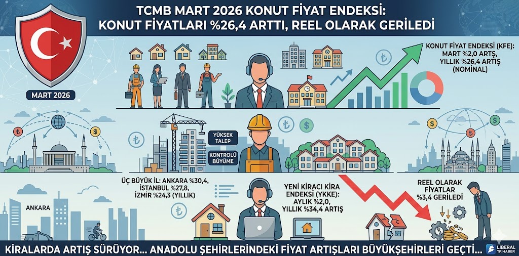 TCMB Mart 2026 Konut Fiyat Endeksi: Fiyatlar Yüzde 26,4 Arttı, Reel Olarak Geriledi
