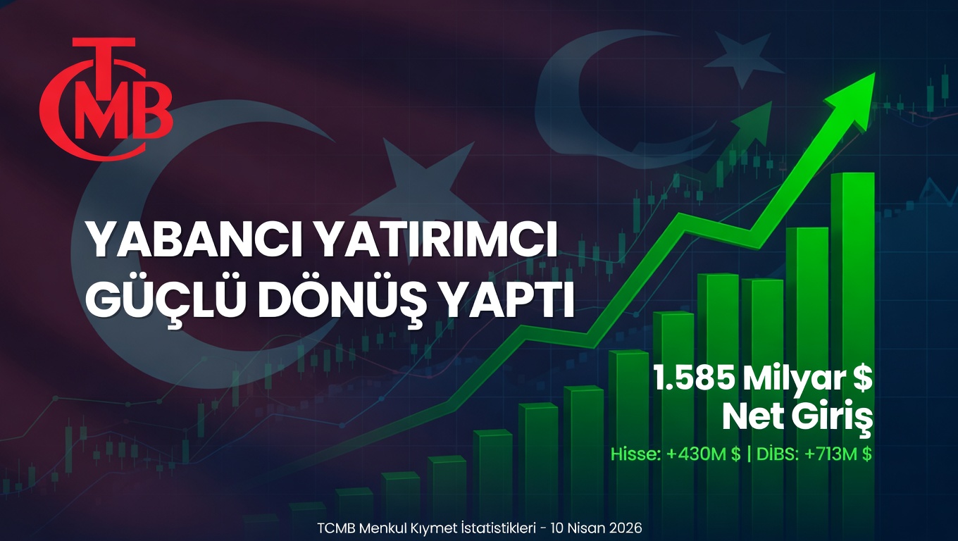 TCMB Menkul Kıymet İstatistikleri: Yabancı Yatırımcı 10 Nisan 2026 Haftasında 1,22 Milyar Dolar Net Alım Yaptı