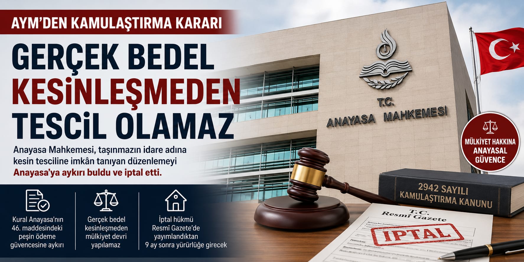 AYM’de Kamulaştırma Kararı: Taşınmazın İdareye Kesin Tescili Kuralı İptal Edildi