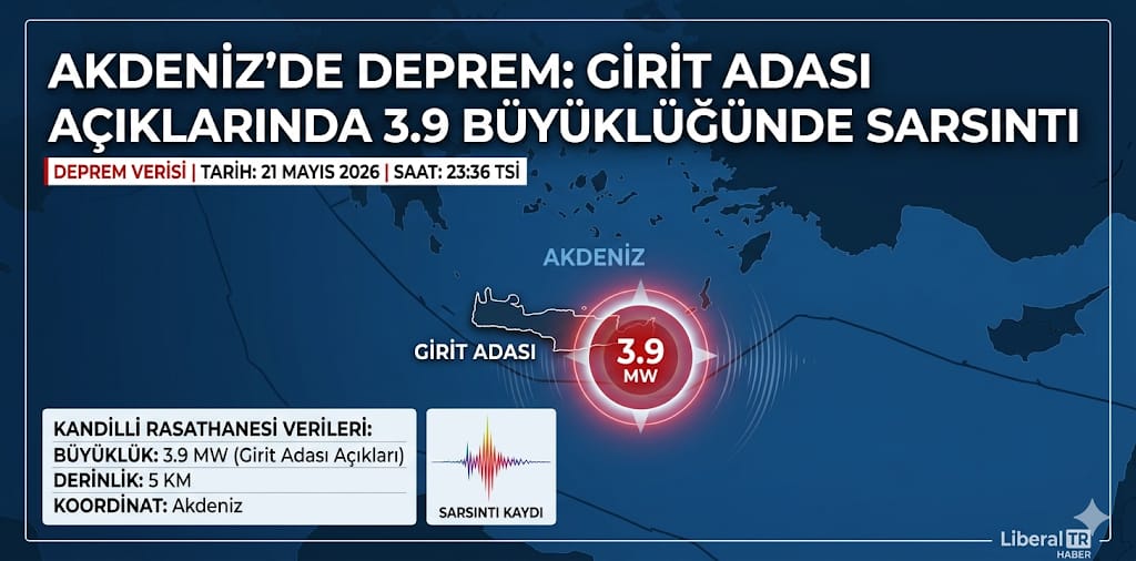 Akdeniz’de Girit Adası Açıklarında 3.9 Büyüklüğünde Deprem
