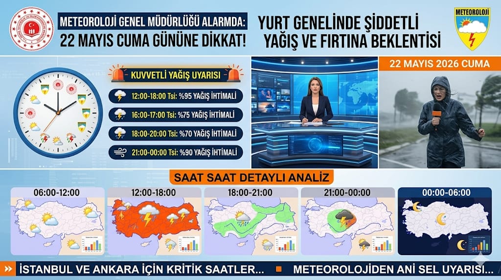 22 Mayıs 2026 Hava Durumu: Meteoroloji’den Kuvvetli Sağanak ve Fırtına Uyarısı