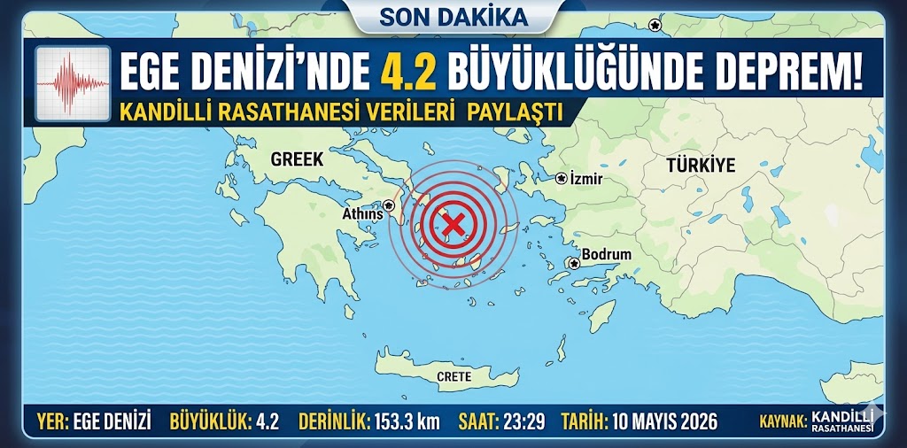 Ege Denizi’nde 4.2 Büyüklüğünde Deprem