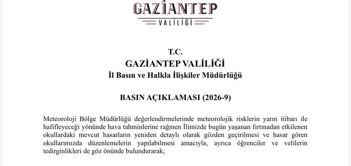 Gaziantep’te Fırtına Sonrası Okullar Tatil Edildi