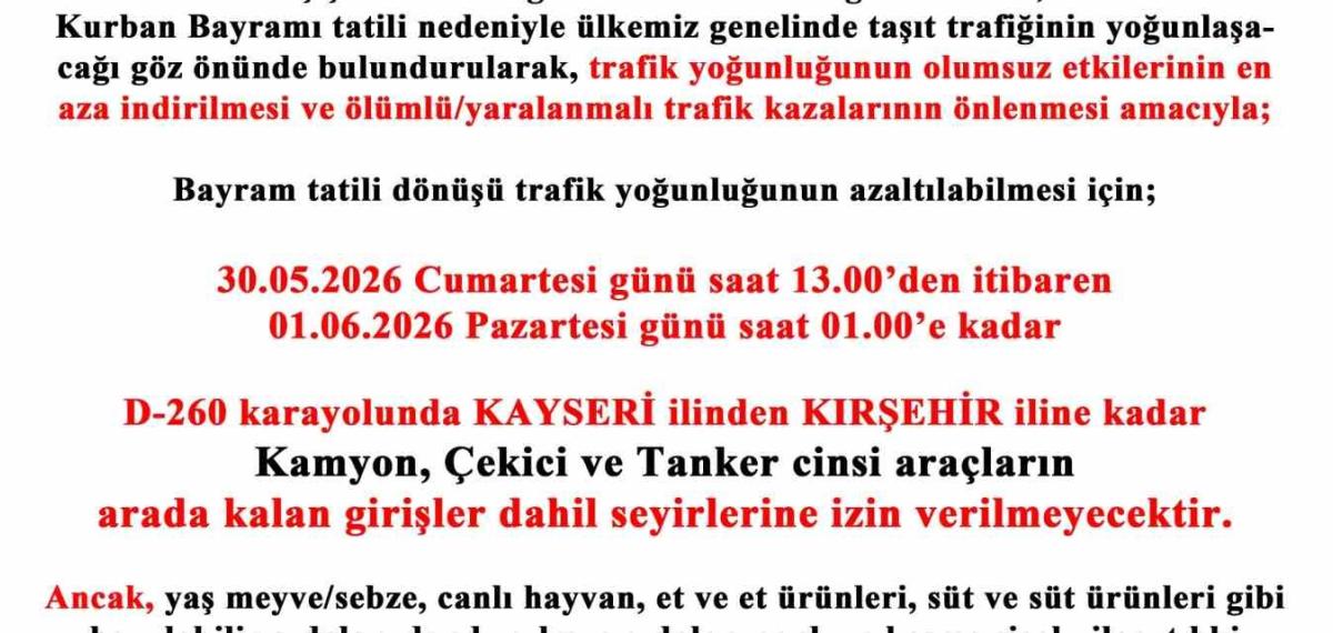 Kayseri’de Tatil Dönüşü Trafik Yoğunluğuna Emniyetten Önlem