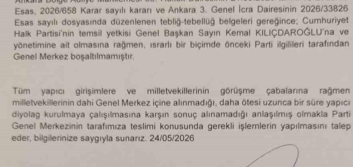 Kılıçdaroğlu’nun Avukatından CHP Genel Merkez Binasının Teslimine İlişkin Emniyete Dilekçe