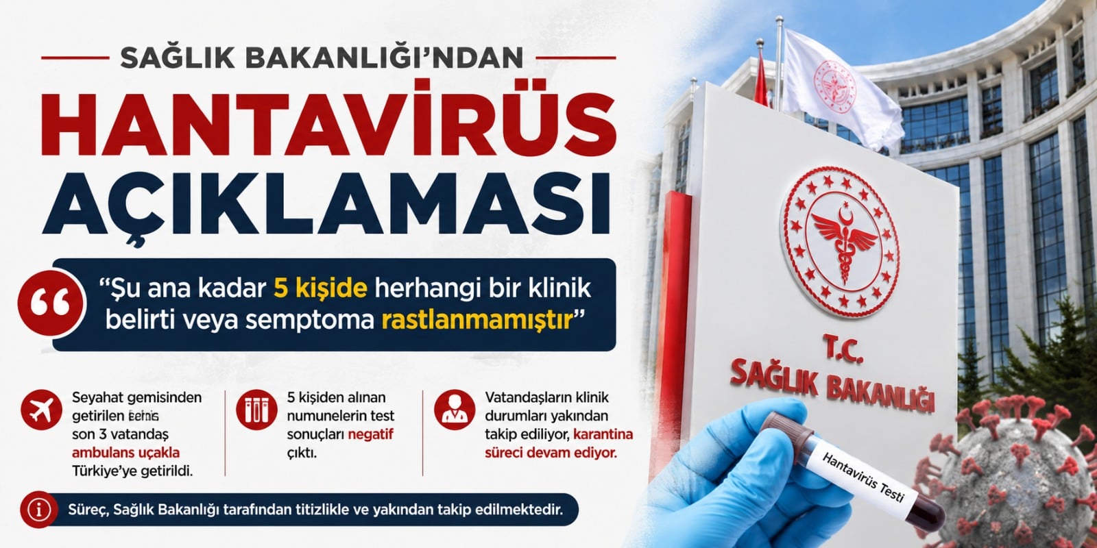 Sağlık Bakanlığı’ndan Hantavirüs Açıklaması: 5 Kişide Belirtiye Rastlanmadı
