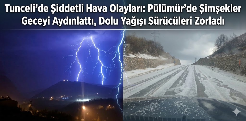 Tunceli Pülümür’de Şimşekler Geceyi Aydınlattı