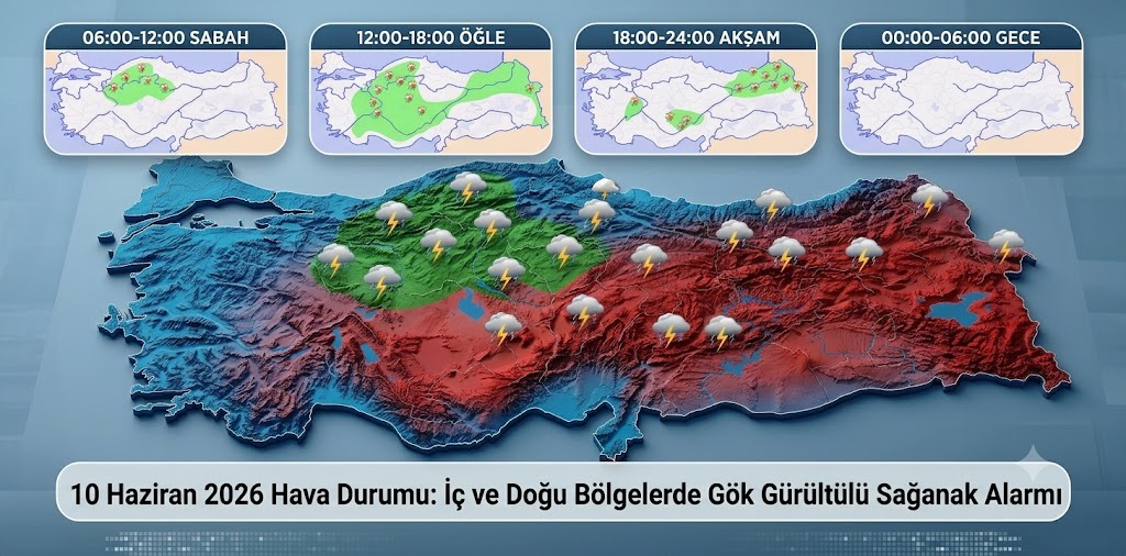 10 Haziran 2026 Hava Durumu: İç ve Doğu Bölgelerde Gök Gürültülü Sağanak Alarmı