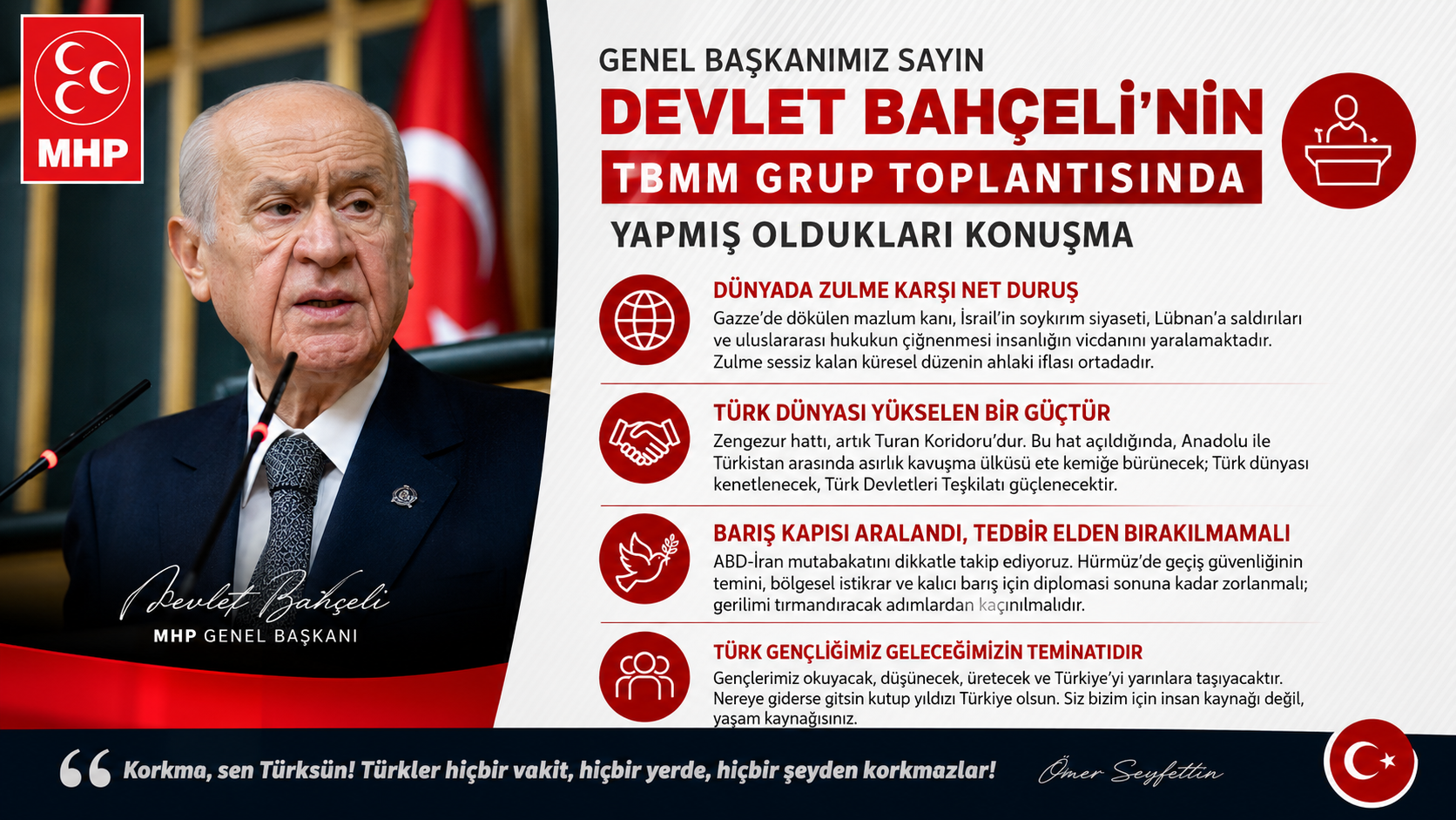 MHP Lideri Devlet Bahçeli TBMM’de Sert Mesajlar Verdi: Gazze, BM Krizi, Küresel Sistem ve Turan Vurgusu