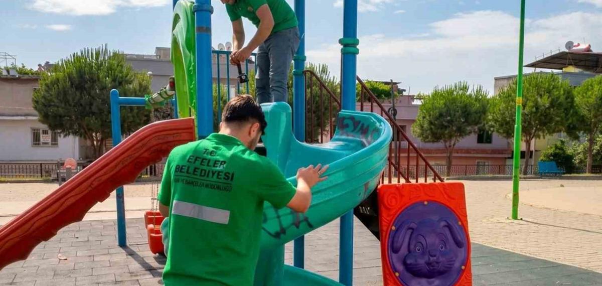 Efeler Belediyesi Park Güvenliğini Yeniden Sağlıyor: Onarım ve Yenileme Çalışmalarıyla Aileler İçin Güvenli Alanlar