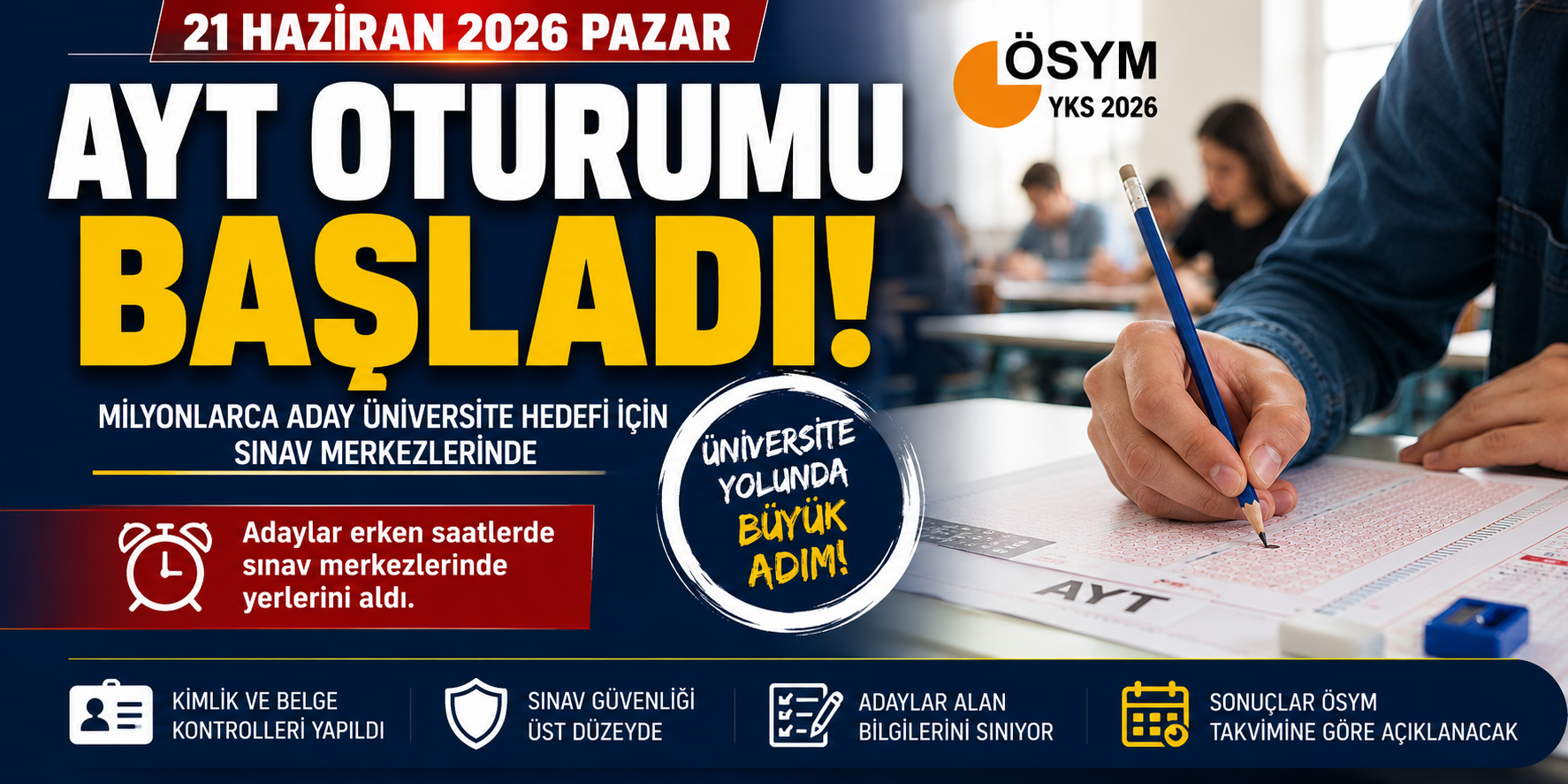 Türkiye’de ÖSYM AYT Oturumu 21 Haziran’da Başladı