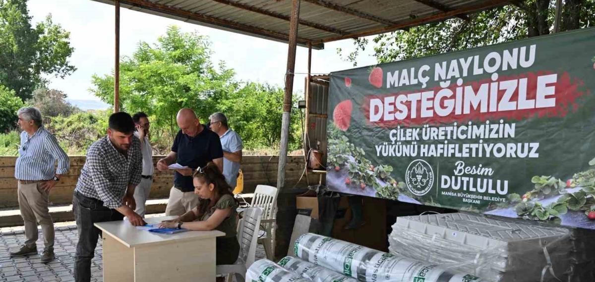Manisa Büyükşehir Belediyesi çilek üreticilerine malç naylonu dağıttı
